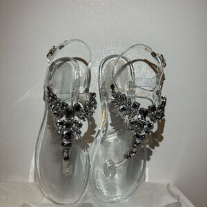 BAMBOO Silver Sandals Elegant Reflective Design